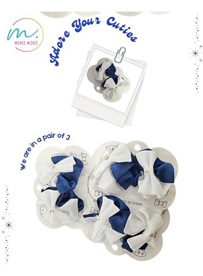 MINIIMODZ Blue Whirl Bow & Floral Designs Scrunchies | Soft Hairbands & Rubber Bands for Girls, Toddlers & Infants (Combo Pack) (Floral 2, Pack of 3) - Image 2